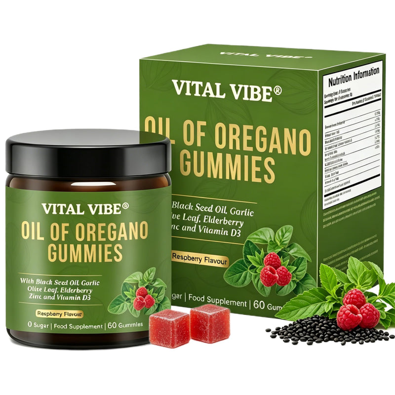 Herb Oregano Oil with Black Seed Oil Gummies | 6-in-1 Oregano Oil Supplement with Garlic, Elderberry & Vitamin D3 | Carvacrol + Thymoquinone | Immune Support & Gut Health | Sugar-Free, 60 Chewable