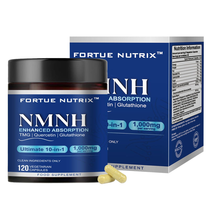 NMNH Supplement, 120 Capsules - 10-in-1 Blend with Resveratrol & Quercetin, NAD+ Alternative, Antioxidant Support for Energy & Cellular Health, High Absorption, Vegan, 2 Month Supply