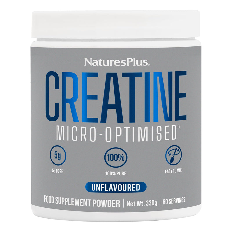 NaturesPlus Creatine Micro-Optimised Powder - 100% Pure Creatine Monohydrate Powder for Peak Performance Everyday - Unflavoured, Vegan, Gluten Free, 330 g Powder