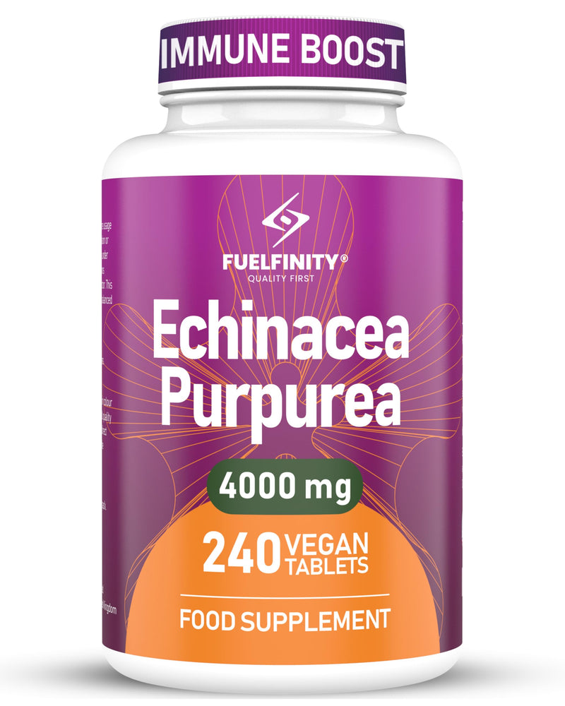 Premium UK Echinacea Whole Plant Extract Tablets 240 Tablets of Maximum Strength 4000mg | Double Extraction for Advanced Immune Support, Non-GMO, Vegan and Made in the UK