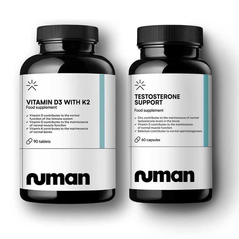 Numan Men’s Supplement Bundle | Vitamin D3 4000 IU & K2 + Testosterone Support with Zinc, Selenium & Vitamin D | Daily Nutritional Support for Men | 90 + 60 Capsules