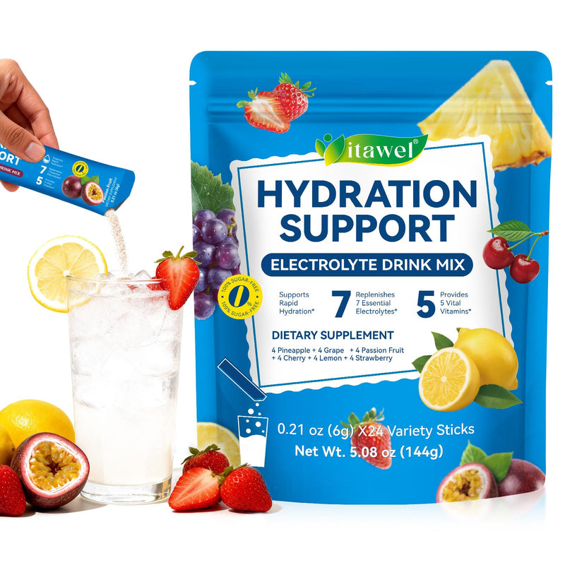 Electrolytes Powder Packets,Rapid Rehydration Sachets, 24 Sticks Hydration Drink Mix,Liquid Daily IV Electrolyte Drink Mixes for Rehydration with Electrolytes,Workout & Energy Recovery