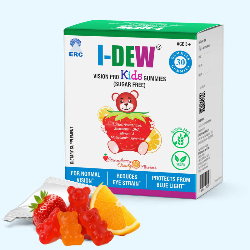 I-Dew Vision Pro Kids Eye Gummies | Children’s Eye Health Supplement | Blue Light Protection & Screen Time Support | Lutein, Zeaxanthin & Omega-3 DHA | Vegan | Strawberry & Orange | 30 Gummies
