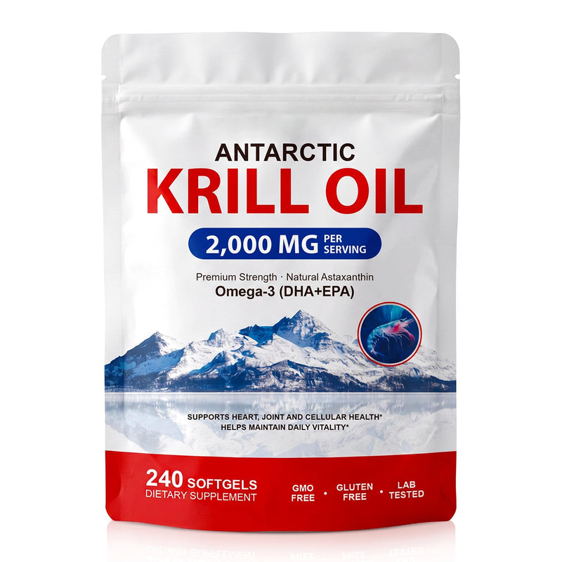 Antarctic Krill Oil Supplement with Omega-3 EPA & DHA and Natural Astaxanthin, Supports Heart & Joint Health, Non-GMO, 240 Softgels