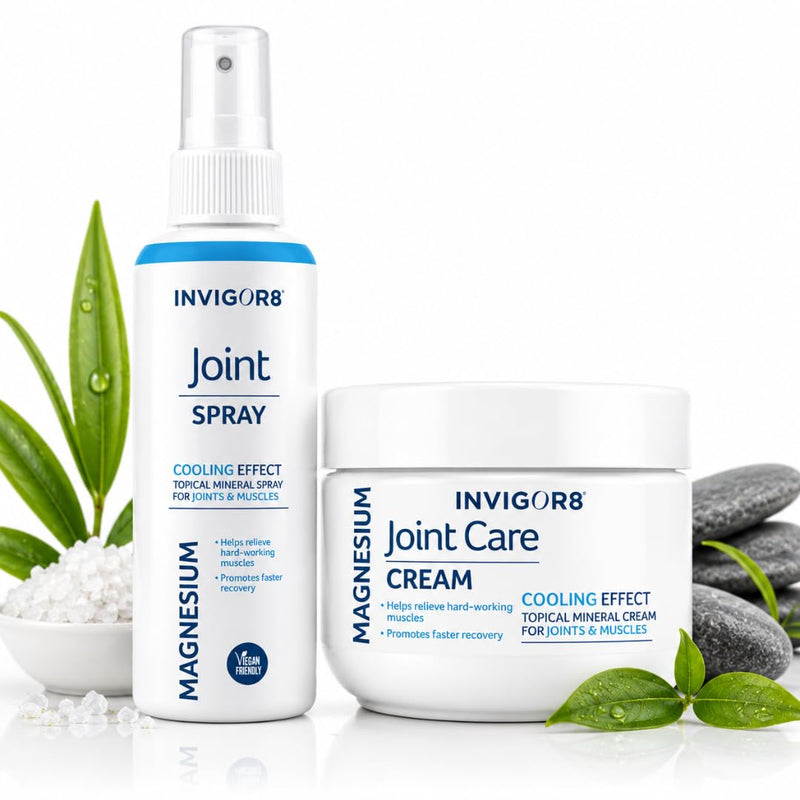 Magnesium Joint Care Bundle – Magnesium Joint Spray & Muscle Cream 100ml | Cooling Magnesium Oil Spray for Joints & Aching Muscles | Fast Absorbing Zechstein Formula | Vegan Friendly