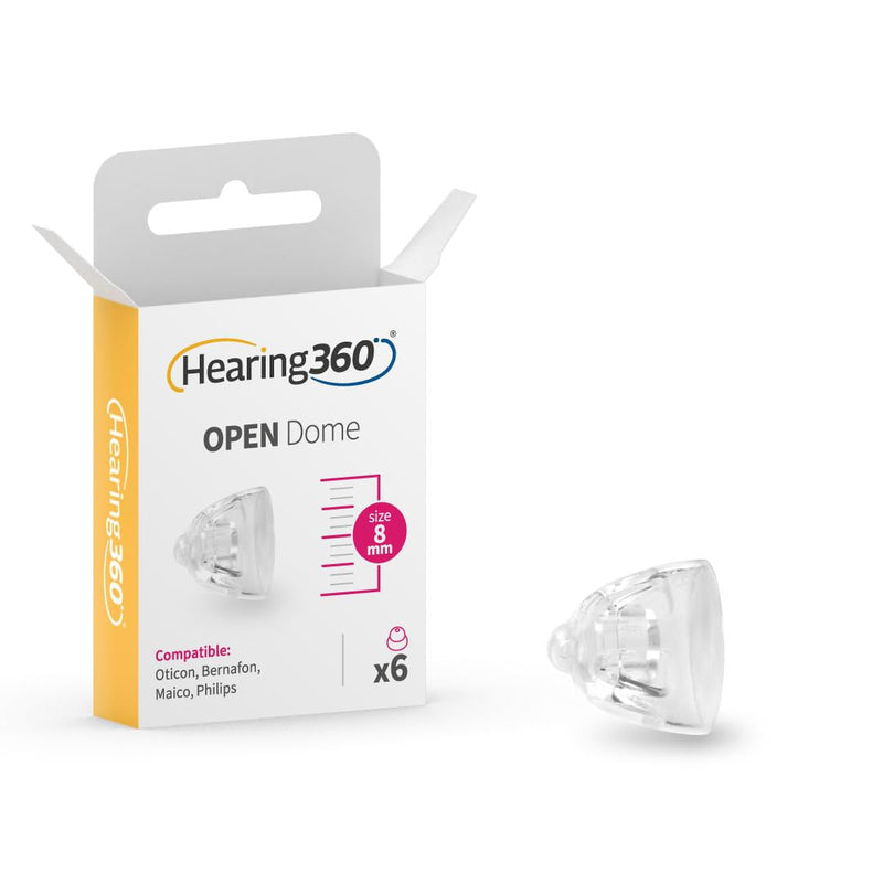 6 x OPEN MiniFit Domes Compatible Oticon, Bernafon, Philips and Maico - Silicone Hearing Aid Domes (8mm) 8 mm