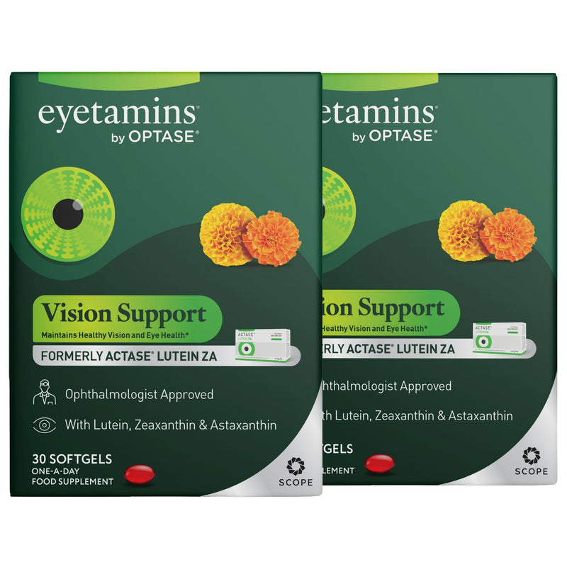 Eyetamins Vision Support 2 Pack Advanced Antioxidant Eye Supplement with Lutein, Zeaxanthin & Astaxanthin, Vitamins C, D & E, Zinc & Copper - Supports Healthy Vision and Eye Health, 2x30 Softgels 30 count (Pack of 2)
