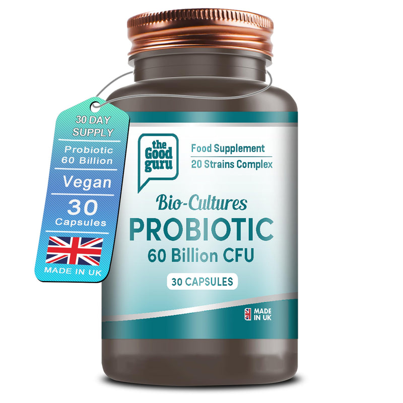 Bio-Cultures Probiotic 60 Billion CFU, 20 Cultures Strains Complex, Lactobacillus & Bifidobacterium – Vegan Daily Food Supplement – Gluten Free – 60 Capsules