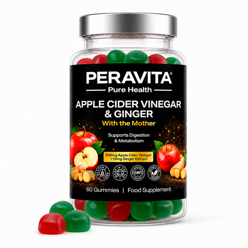 Apple Cider Vinegar Gummies with The Mother & Ginger | 500mg ACV Per Serving | Vegan ACV Gummies for Digestion, Gut Health & Daily Wellness | Natural Apple Flavour | Made in UK | 60 Gummies