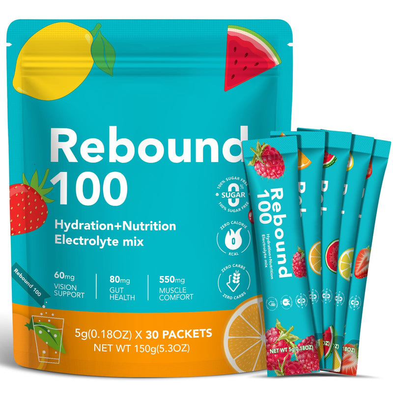 Electrolytes Powder, Electrolytes Sachets with Hydration Nutrition 30PCS, Hydration Sachets Plant-Based Electrolyte Powder with 7 Electrolytes. Muscle Comfort, Gluten Free, 5 Flavors