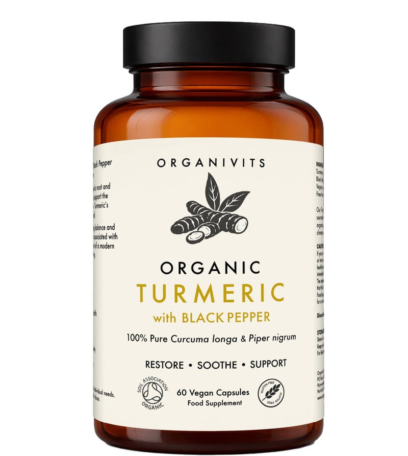 Organic Turmeric with Black Pepper | 600mg Curcuma Longa | 100% Pure | Longevity & Joint Comfort | Vegan Capsules | Soil Association Certified