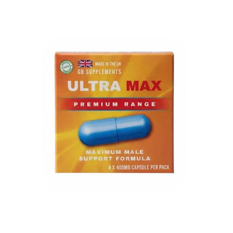 4 x 400mg NEW Advanced Formula - Ultra MAX Maximum Male Support Capsules | 400mg | 4 Capsules | High Strength Ginseng, Maca & Tribulus Blend | Stamina & Energy Support | UK Manufactured | Vegetarian