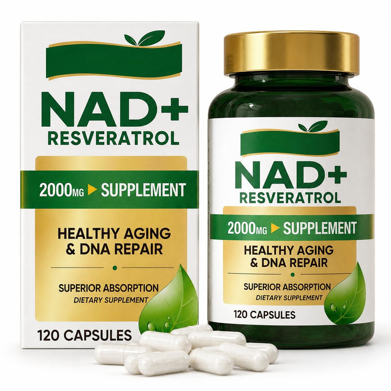NAD+ Resveratrol Supplement 120 Capsules, NMNH Advanced Cellular Repair & Healthy Anti-Aging Formula with Nicotinamide Riboside, Superior Absorption Supports Metabolism 120 count (Pack of 1)