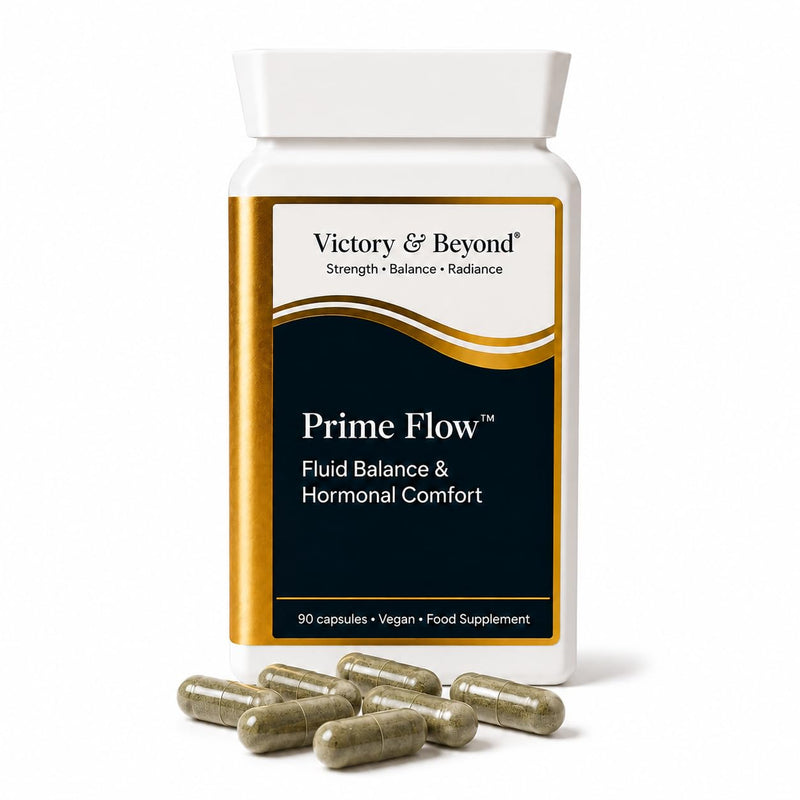 Victory & Beyond Prime Flow Fluid Balance Supplement for Women | Magnesium, Vitamin B6 & Botanical Blend | Women's Wellness & Hormonal Comfort Support | Vegan Food Supplement | 90 Capsules