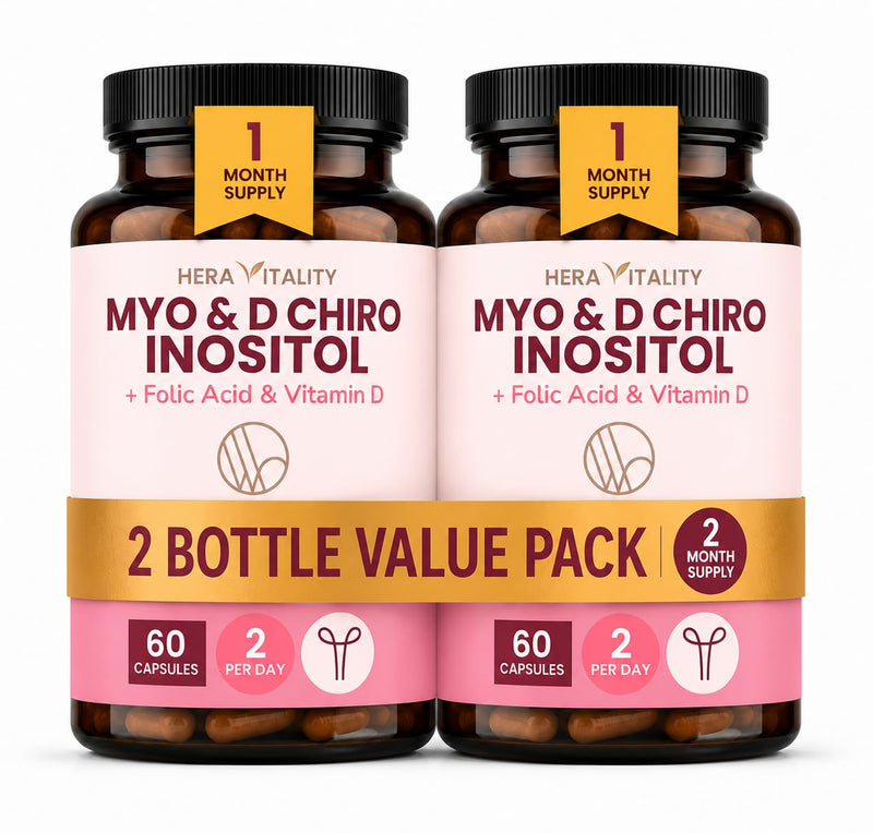 Inositol Capsules for Women – Myo & D-Chiro Inositol Complex for PCOS & Hormone Balance | 2 Pack of 60 Capsules - 2 Month Supply with Folic Acid & Vitamin D3
