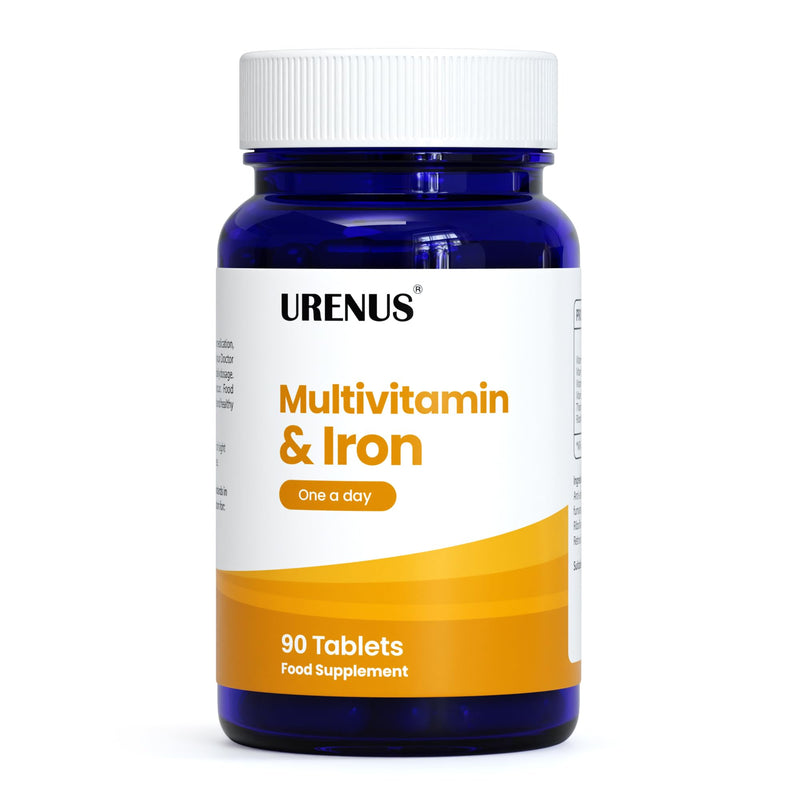 Multivitamin & Iron Tablets – Daily Vitamins & Minerals Supplement for Energy & Wellness – 90 Tablets – Made in UK