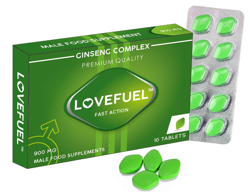 LOVEFUEL 900mg NEW UK | Maximum Duration | Immediate Effect | Without Contraindications | 100% Natural LIBIDO Booster for Men | Ginseng Tablets | Pack of 10