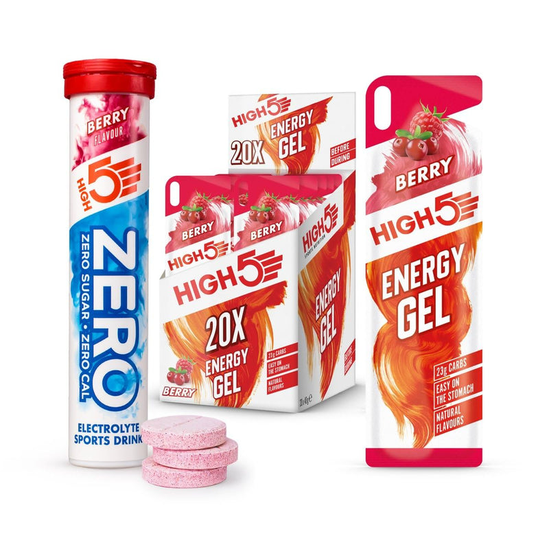 HIGH5 Hydration & Energy Bundle – Zero Electrolyte Tablets (Berry, 20) + Energy Gels (Berry, 20x40g) – Sugar Free Hydration, Vitamin C & Caffeine-Free Fuel for Endurance Performance