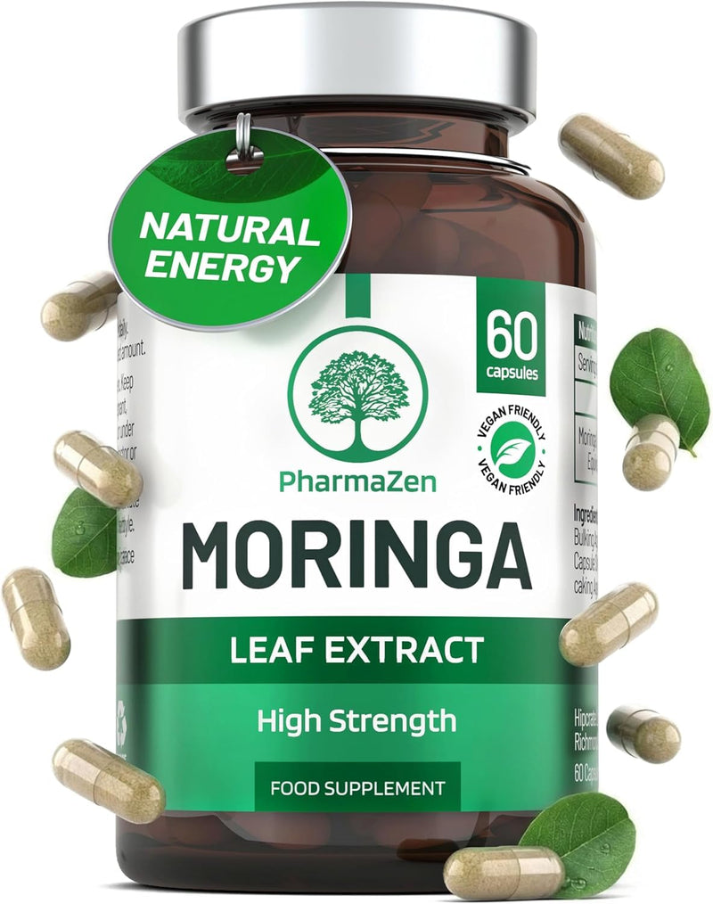 Moringa Capsules 2000mg – High Strength Full Spectrum – 60 Small Capsules Easy to Swallow – Moringa Oleifera Leaf Extract – Vegan, Lab-Tested & UK Made