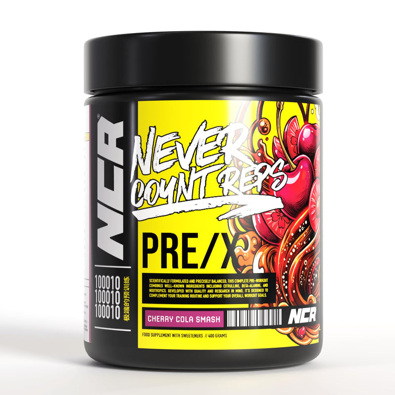 Never Count REPS Cherry Cola Smash Pre Workout - 390g Tub (30 Servings) - Energy Drink Powder with Caffeine, Citrulline, Beta Alanine & More - Controlled Stim Energy - Performance Supplement 30 Servings