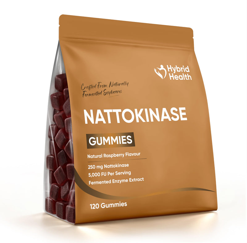 Hybrid Health Nattokinase Gummies 250mg 5000 FU - 2 Months Supply, 120 Gummies, Raspberry Flavour, Sugar-Free High Strength Natto Gummies