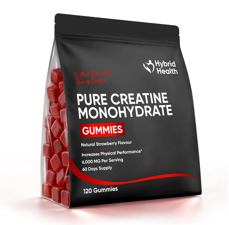 Hybrid Health Creatine Gummies 6,000mg (6g) - 2 Months Supply, 120 Gummies, Strawberry Flavour, Sugar-Free Creatine Monohydrate Gummies for Increased Physical Performance, Creatine for Men & Women