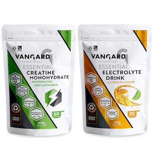 Vangard Creatine & Electrolytes Bundle - Micronised Creatine Monohydrate Powder with Electrolyte Hydration Drink for Strength, Performance, Recovery & Daily Hydration