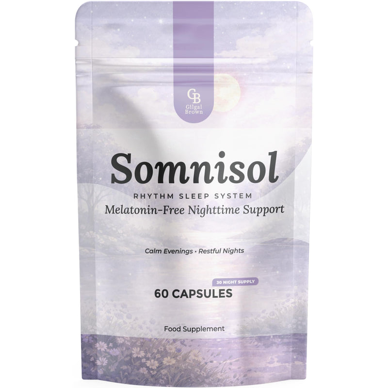 Somnisol Melatonin-Free Nighttime Support – Natural Evening Calm Capsules with L-Theanine, Saffron, Lemon Balm, Reishi & Magnesium – Supports Relaxation & a Smoother Transition into Rest – 60 Capsules