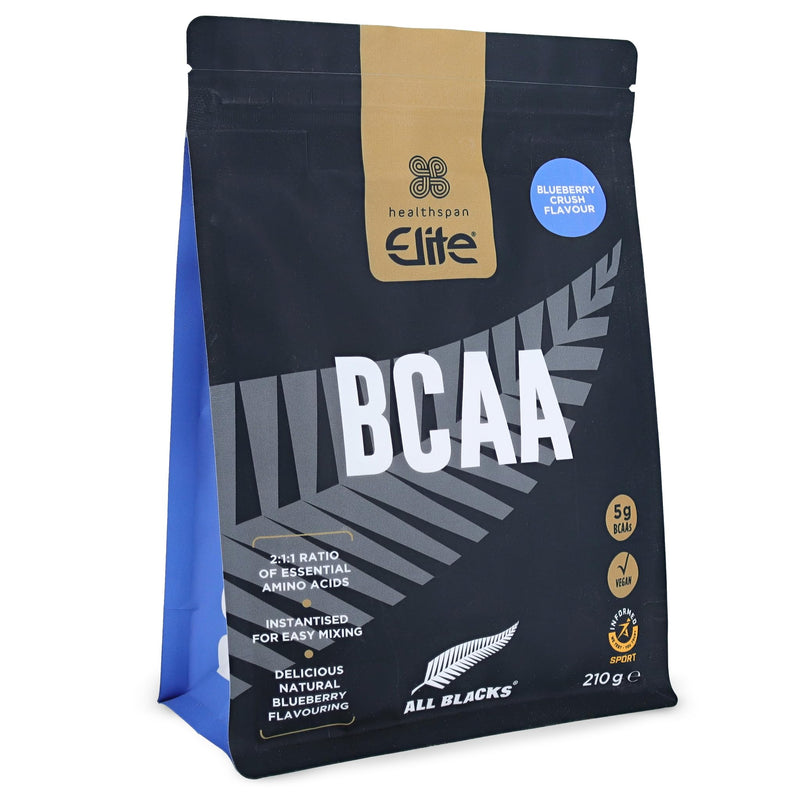 Healthspan All Blacks BCAAs | Blueberry Crush Flavour | 5g BCAAs for Post-Workout Recovery| 2:1:1 Ratio Backed by Science | L-Leucine, L-Isoleucine, and L-Valine