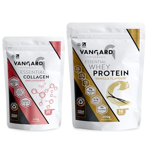 Vangard Whey Protein & Collagen Bundle – Vanilla Whey Protein Powder & Hydrolysed Bovine Collagen for Muscle Growth, Recovery, Skin, Hair, Nails & Joint Support