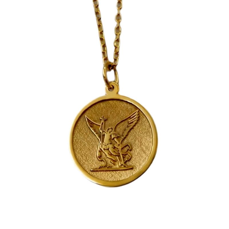 LKBEADS 925 Sterling Silver Gold Plated Saint Michael Pendant |LK_NLC_01514