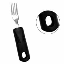 [Australia] - Extra Wide Handles Easy Grip Cutlery Set, Corfort Grips Disability Ideal Dining aid (Black 3PCS Curved) Black 3PCS Curved 