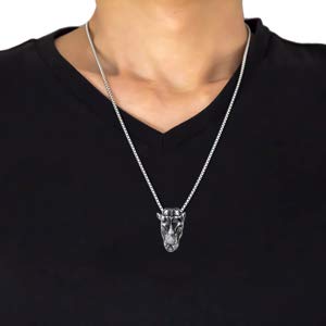 [Australia] - Xusamss Punk Rock Titanium steel Animal Rhino Head Pendant Necklace,24inches Link Chain White 
