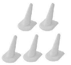 [Australia] - RJ Displays 5 Piece Pack-White Faux Leather Ring Finger Jewelry Holder Showcase Display Stands to Display Rings Wedding Rings (5) 