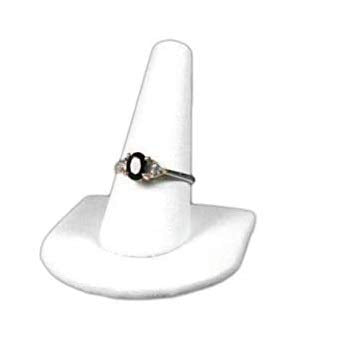 [Australia] - RJ Displays 5 Piece Pack-White Faux Leather Ring Finger Jewelry Holder Showcase Display Stands to Display Rings Wedding Rings (5) 