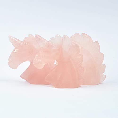 [Australia] - 2" Hand Carved Unicorn Stone Statue, Healing Crystal Gemstones Carving Figurine Healing Energy Crystal Unicorn Sculpture Reiki Sculpture Rose Quartz 