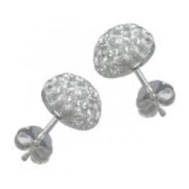 [Australia] - 8MM Bling WHITE Shamballa Style Half Disco Ball Sterling Silver Stud Earrings - Designer Style Austrian Crystal Studs 