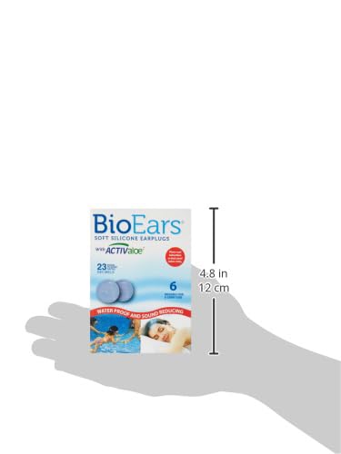 [Australia] - BioEars 41304 Soft Silicone Earplugs with ACTIValoe. Premium silicone. Protection from Water and Noise (6 pairs),Blue 6 pair (Pack of 1) 