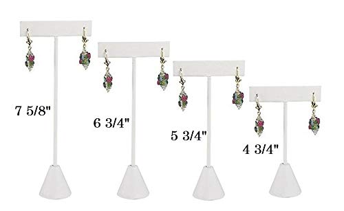 [Australia] - 888 Display USA - 3 White Leatherette Earring T Stand Showcase Displays (6.75" (3 Pack), White Leatherette) 
