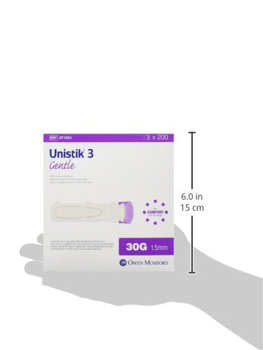 [Australia] - Owen Mumford Unistik 3 Gentle Single Use Safety Lancets, 200 Count 
