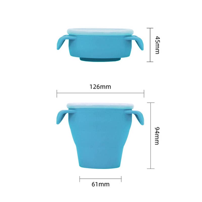 [Australia] - KAZA DI BEBE – 2 PCS BPA Free Silicone No Spill Snack Storage Container and Collapsible Silicone Cup with Lid - for Toddlers - Easy Wipe Clean (Blue) Blue 