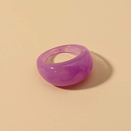 [Australia] - 12 pcs Colorful Resin Rings Wide Thick Dome Knuckle Finger Stackable Joint Ring Retro Acrylic Transparent Vintage Jewelry Party Elegant Handmade Gift (Size 6-8) 