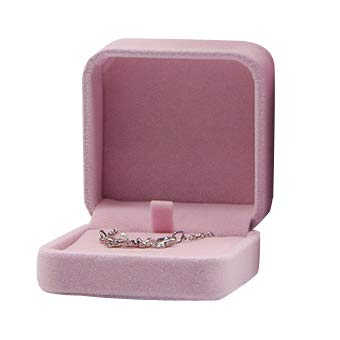 [Australia] - KINGWEDDING Velvet Flocked Earring Gift Boxes Pendant Jewelry Box,Durable Hinges Necklaces Boxes, Xmas Gifts (Pink) Pink 