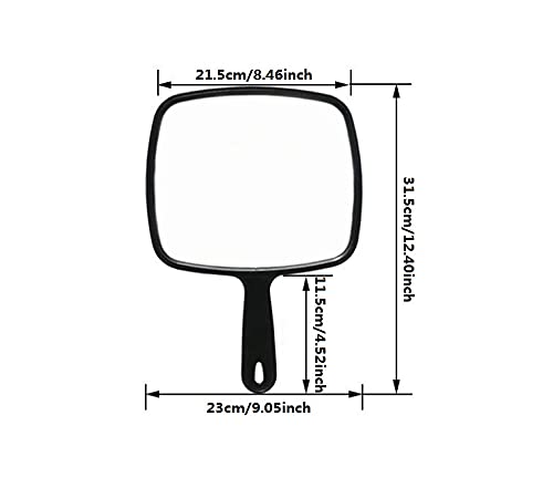 [Australia] - KOMUNJ Hand Held Mirror, Salon Hairdresser Hand Held Mirror, Black Handheld Hairdressing Mirror, Professional Hand Held Mirror Salon Barbers Hairdressers Paddle Mirror 