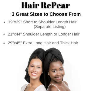 [Australia] - Hair RePear Ultimate Hair Towel - Anti Frizz Premium Cotton Product to Enhance Healthy Natural Hair Perfect for Plopping Wrapping Scrunching Curly Wavy or Straight Hair – 3 Great Sizes 29x45in Black 29" x 45" 