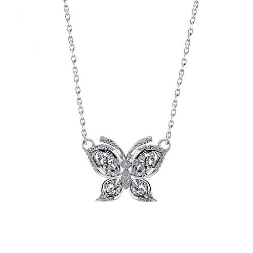 [Australia] - Silver Smile Solid Sterling Silver 3.2 CT Cubic Zirconia Crystal Butterfly Pendant on 18 inch Rope Chain cubic-zirconia 