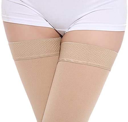 [Australia] - TOFLY® Thigh High Compression Stocking Footless, 15-20mmHg & 20-30mmHg Compression Socks with Silicone Band, Varicose Veins XX-Large 15-20mmhg Beige 