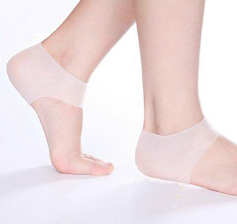 [Australia] - 1 Pair Silicone Gel Heel Protector-Sock Cracked Foot Care Pain Relief Anti-cracking Cushion Pad for Spur, Cracked, Foot Blister, Plantar Fasciitis (White) White 