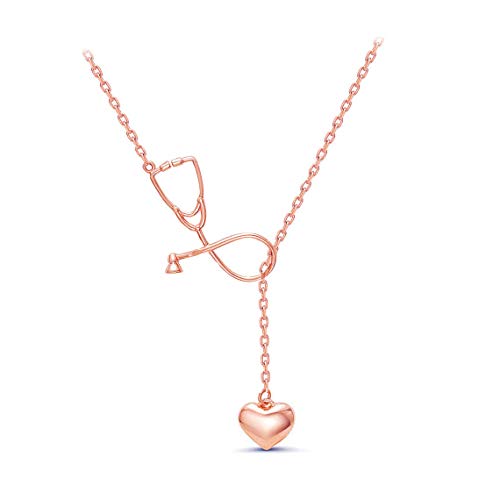 [Australia] - Dcfywl731 Silver Stethoscope Necklace Nurse Gifts for Women,Medicine Heart Pendant 26 A-Z Initial Letters Necklace Doctor Nurse Graduation Gift D-a::Rose Gold Nurse Cross Necklace 