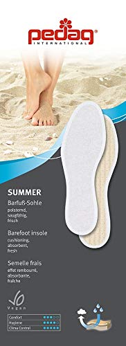 [Australia] - pedag Summer Pure Terry Cotton Insole, Handmade in Germany, Absorbs Sweat & Controls Odor Ideal for Wear Without Socks, Washable, White, US L8/EU 38, (Pack of 1) US Women8/EU 38 1 pair 